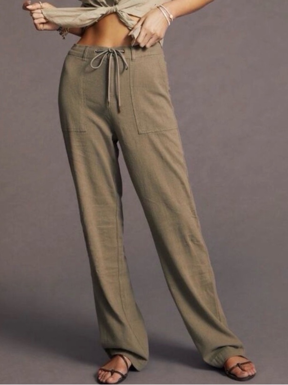 Sanctuary Relaxed Drawstring Pants In Green Olive Size 30